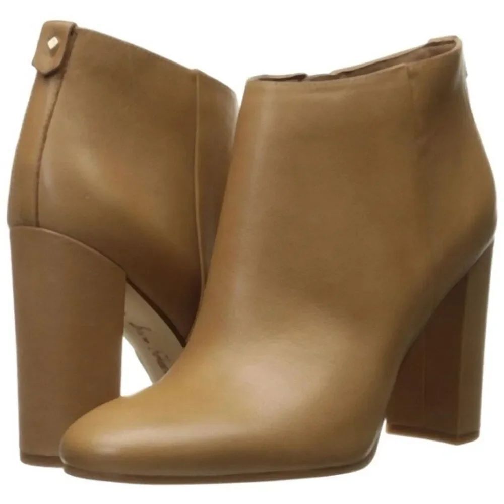 Sam Edelman Campbell Tan Leather block heel booties 10